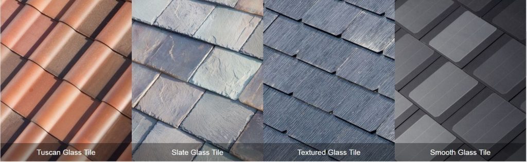 Tesla Solar Roof Tiles Come in four (4) Designs depending on your preference. Source: Tesla, Inc.